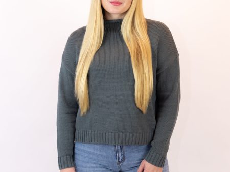 Kira Mock Neck Sweater | Steel Blue Discount