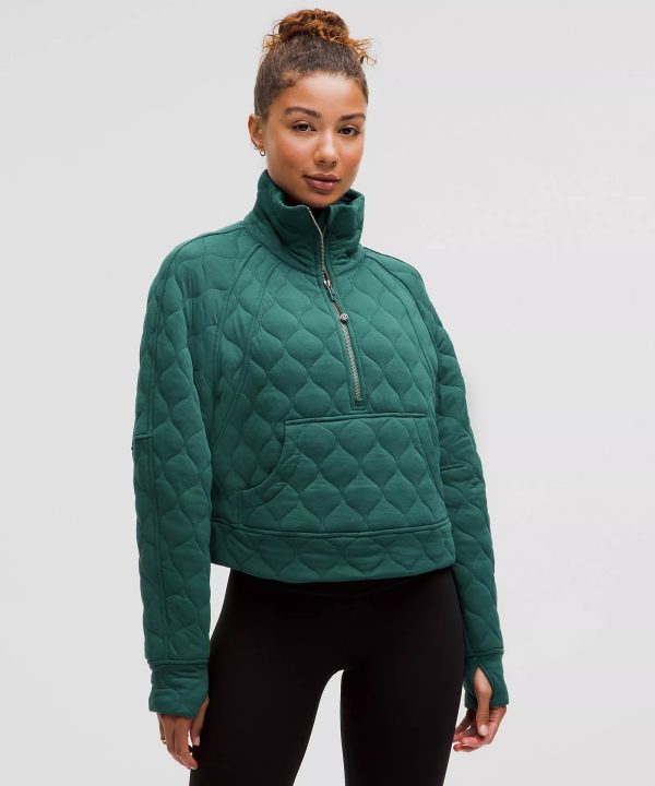 Scuba Oversized Quilted Half Zip | Storm Teal Hot on Sale