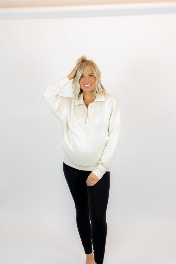 Kennedy Zip Up Pullover | Eggshell For Discount