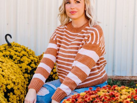 Courtney Striped Chenille Sweater | Bronze Pink Online Hot Sale