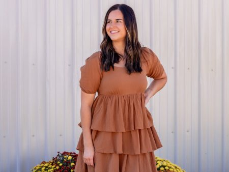 Demi Puff Sleeve Mini Dress | Camel Sale