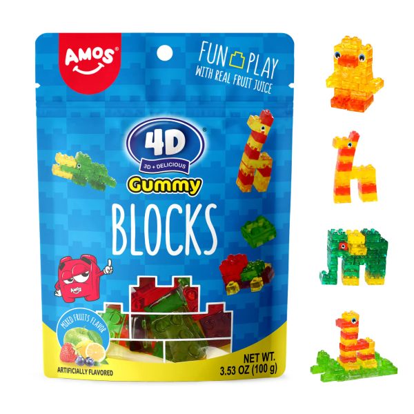 Amos Fruit Gummy Blocks 5oz Supply