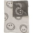 Charcoal Smiley Taupe Plush Blanket | Lovey Discount