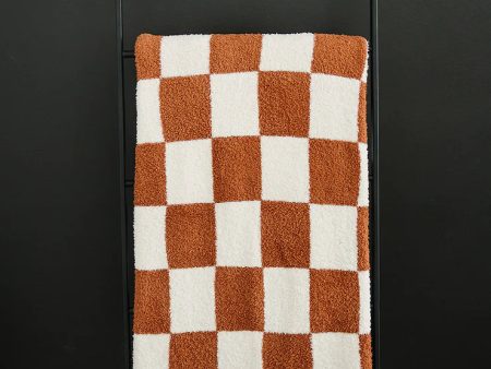 Rust Checkered Plush Blanket | Child Adult on Sale