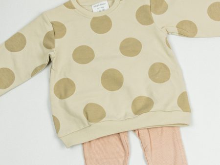 Angel Dear Puffy L S Oversized Sweatshirt + Ribbed Flared Pant | French Terry Beige Dot Online Sale