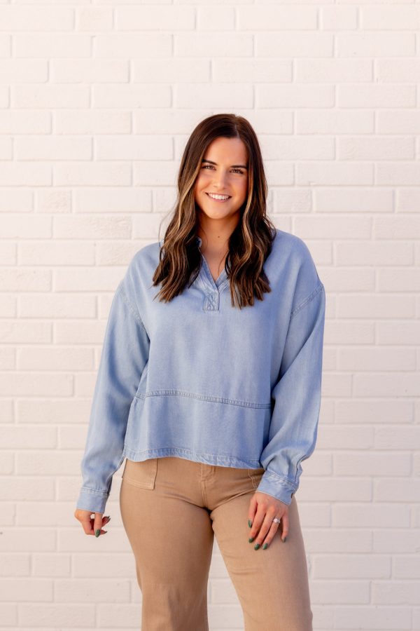 Heidi V Neck Top | Denim on Sale