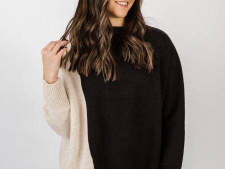 Asher Color Block Sweater | Oatmeal Black Sale