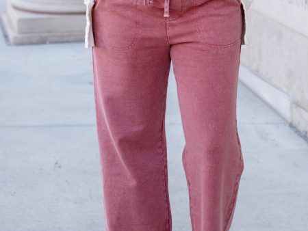 Tabitha Acid Wash Pants | Dusty Coral Online Hot Sale