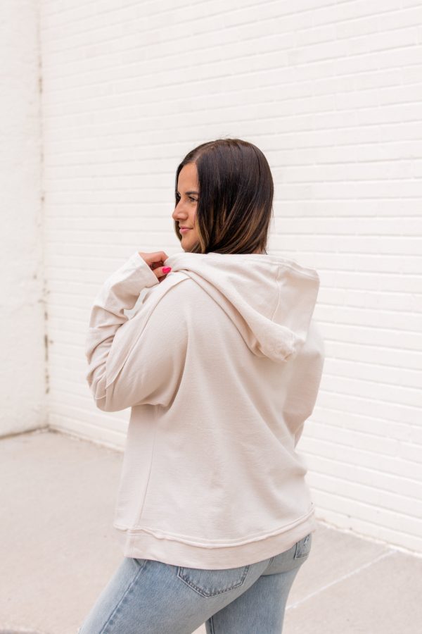 Kiara Raw Edge Hoodie | Oatmeal Hot on Sale