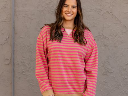 Darcie Striped Pullover | Punch Taupe Discount