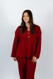 Hudson Henley Knit Sweater & Bottom Set | Wine Hot on Sale