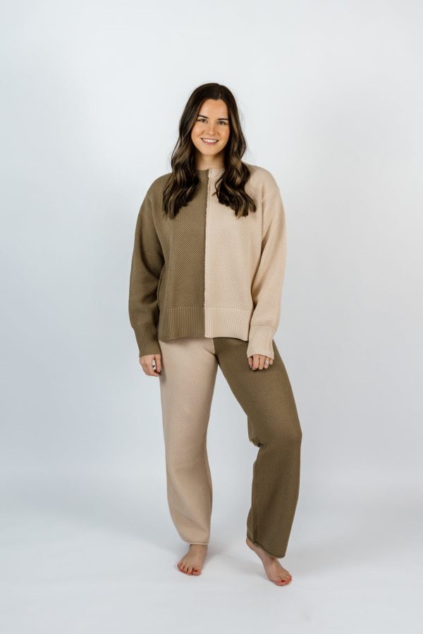 Kingsley Colorblock Sweater Set | Olive Beige For Discount