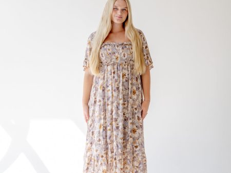 Addison Floral Midi Dress | Taupe Online