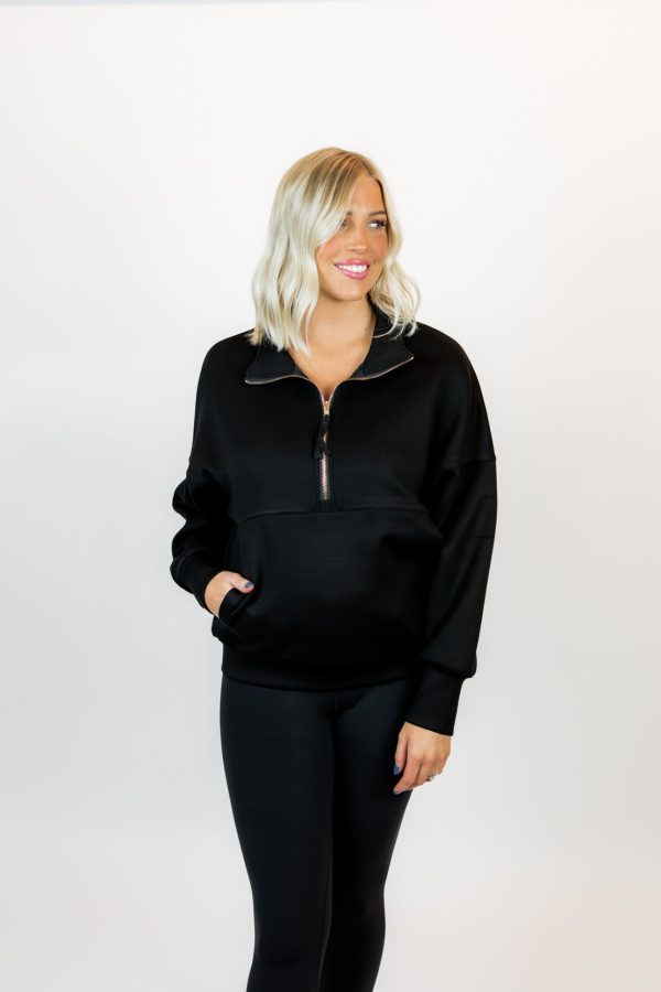 Kennedy Zip Up Pullover | Black For Cheap