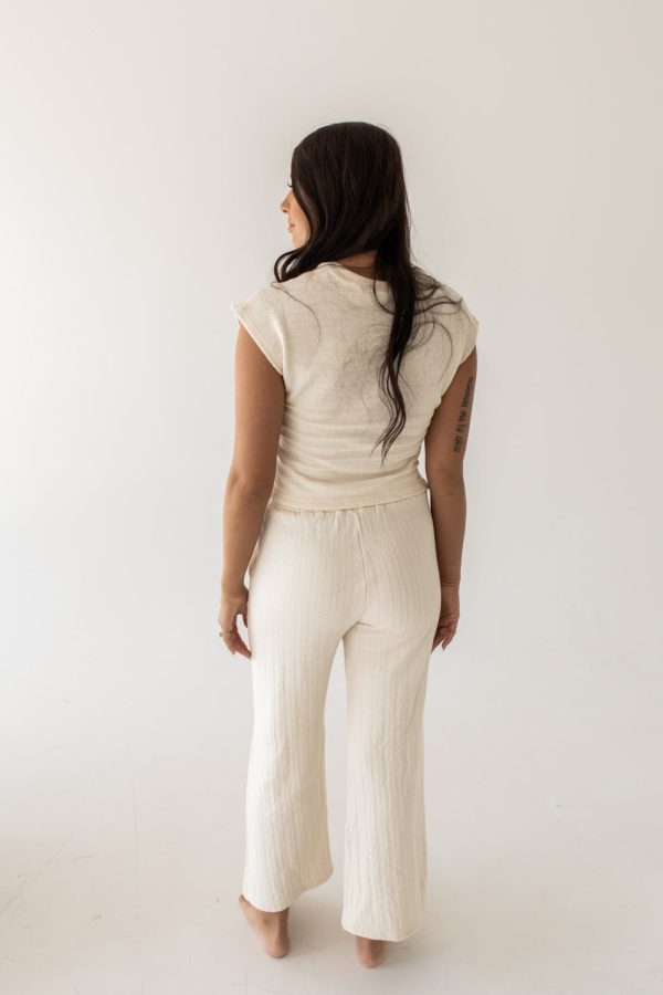 Luna Textured Knit Pant & Top Set | Cream on Sale