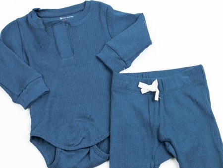 Magnetic Me LS Bodysuit & Pant | Symphony Blue Rib Hot on Sale