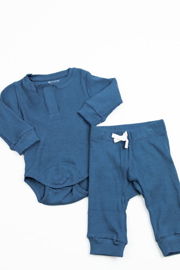 Magnetic Me LS Bodysuit & Pant | Symphony Blue Rib Hot on Sale