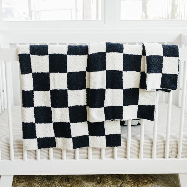 Black Checkered Plush Blanket | Lovey For Discount