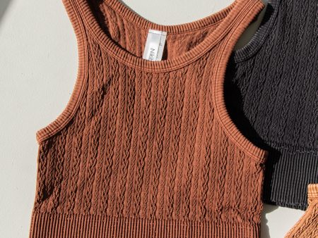 Billie Cable Knit Highneck Crop Top | Vintage Maple Online Sale