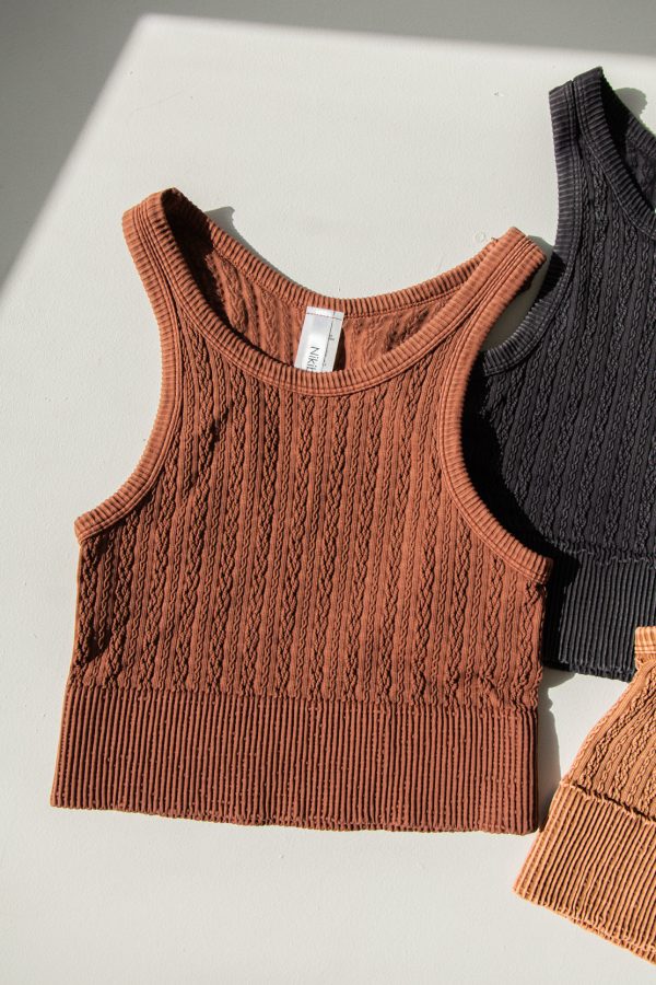 Billie Cable Knit Highneck Crop Top | Vintage Maple Online Sale