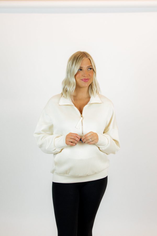 Kennedy Zip Up Pullover | Eggshell For Discount