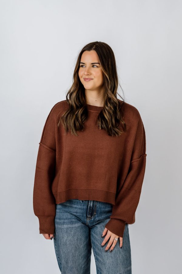 Daphne Cropped Sweater | Espresso Discount