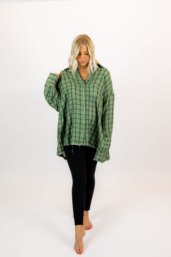 We The Free Cardiff Plaid Top | Green Combo Supply