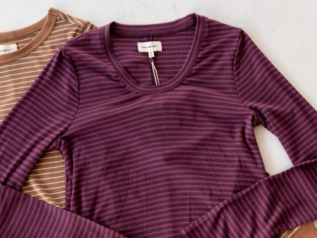 Lauren Striped Top | Eggplant Tonal Online Sale