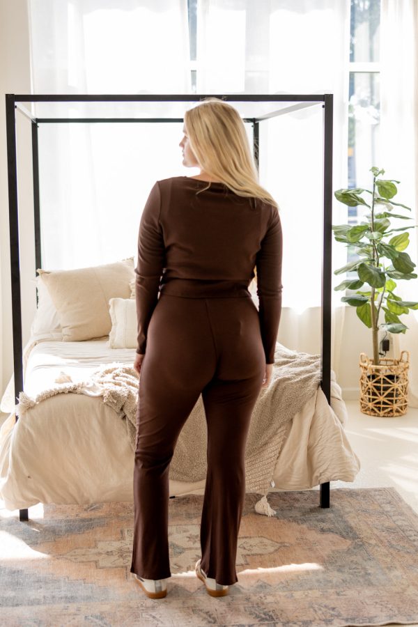 Chanel Bell Bottom Ribbed Pants | Dark Brown Hot on Sale