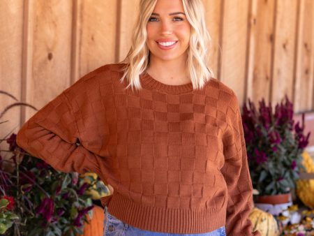 Siena Checkered Knit Sweater | Chocolate Fashion