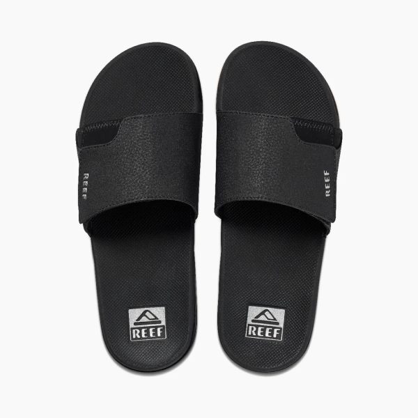 Reef Men s Fanning Slide | Black Silver on Sale