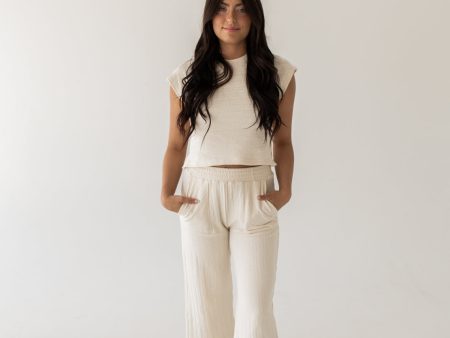 Luna Textured Knit Pant & Top Set | Cream on Sale