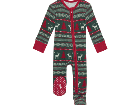 Posh Peanut Footie Zippered One Piece | Holiday Fair Isle Supply