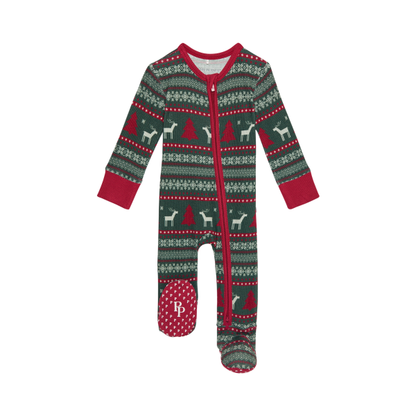 Posh Peanut Footie Zippered One Piece | Holiday Fair Isle Supply