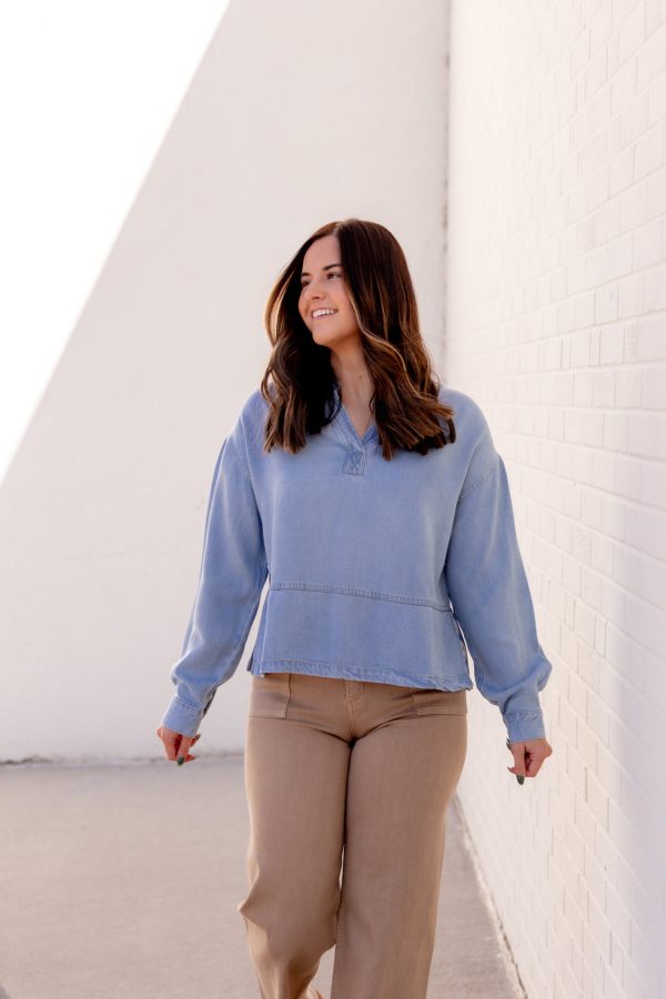 Heidi V Neck Top | Denim on Sale