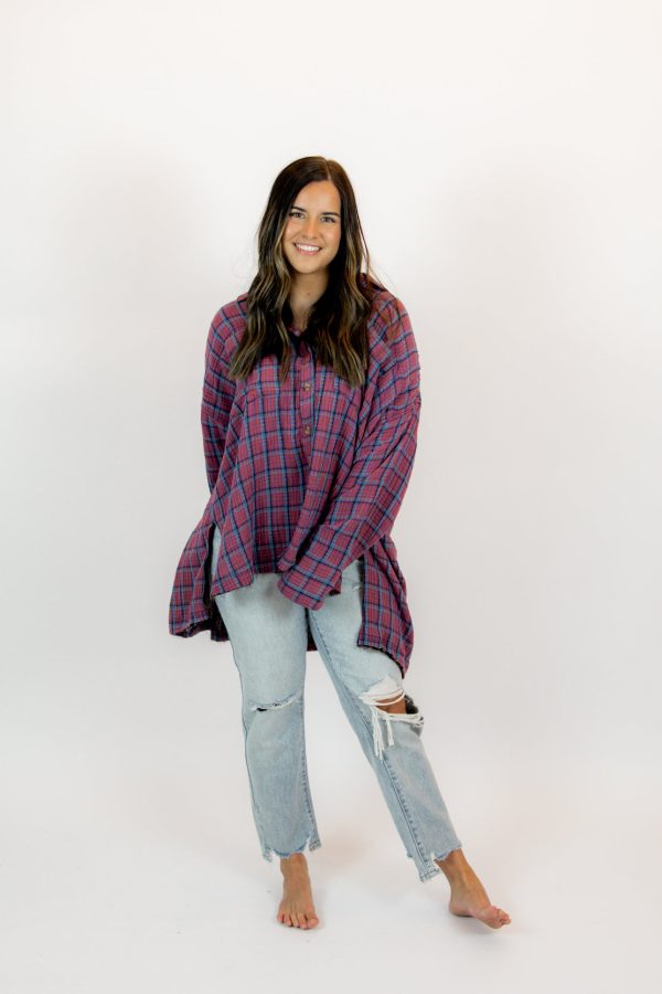 We The Free Cardiff Plaid Top | Purple Combo For Discount