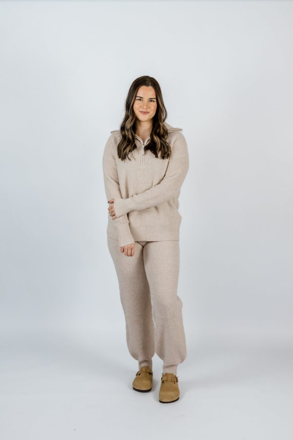 Brady Waffle Sweater Set | Oatmeal Cheap