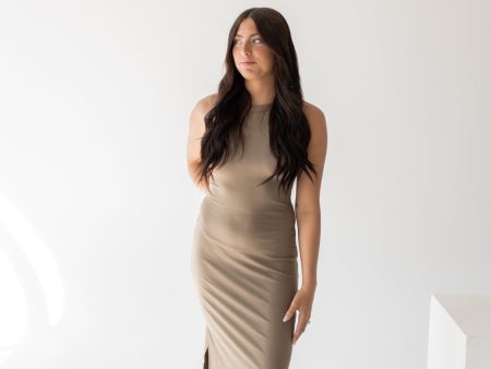 Heather Rib Knit Tank Maxi Dress | Mocha Sale