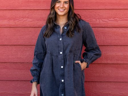 Catalina Washed Denim Dress | Black on Sale