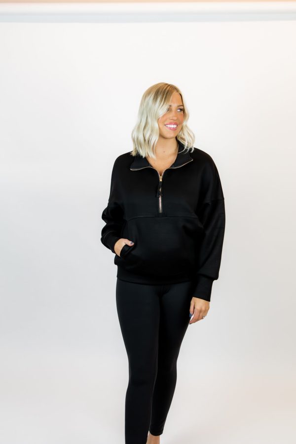 Kennedy Zip Up Pullover | Black For Cheap