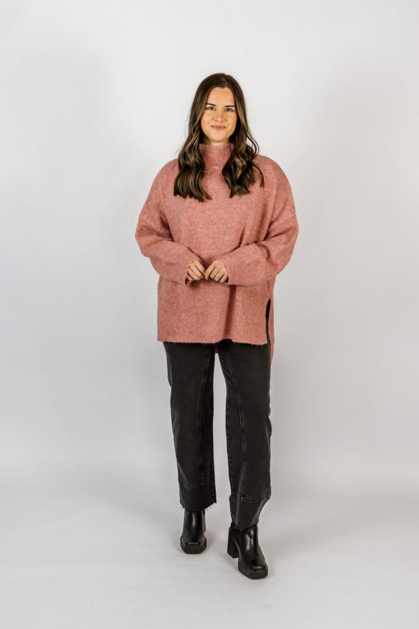 Jilian Mock Neck Sweater | Raspberry For Cheap