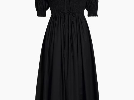 Ischia Black Cotton Poplin Maxi Dress Online Sale