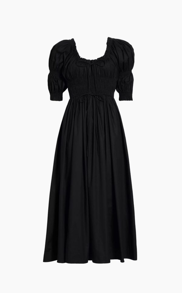 Ischia Black Cotton Poplin Maxi Dress Online Sale