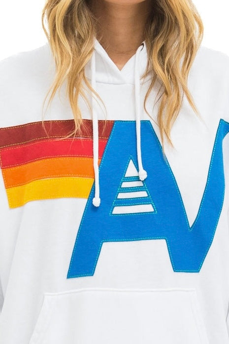 Aviator Nation Relaxed logo stitch pull over hoodie in white Online Hot Sale