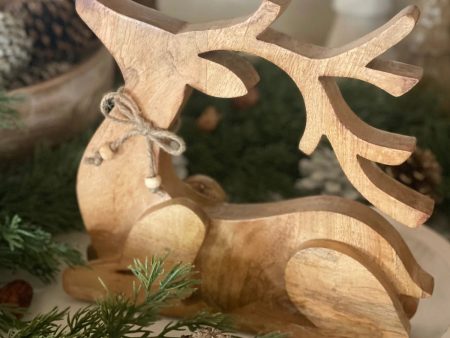 CL-2442 Small Wooden Lying Deer on Sale