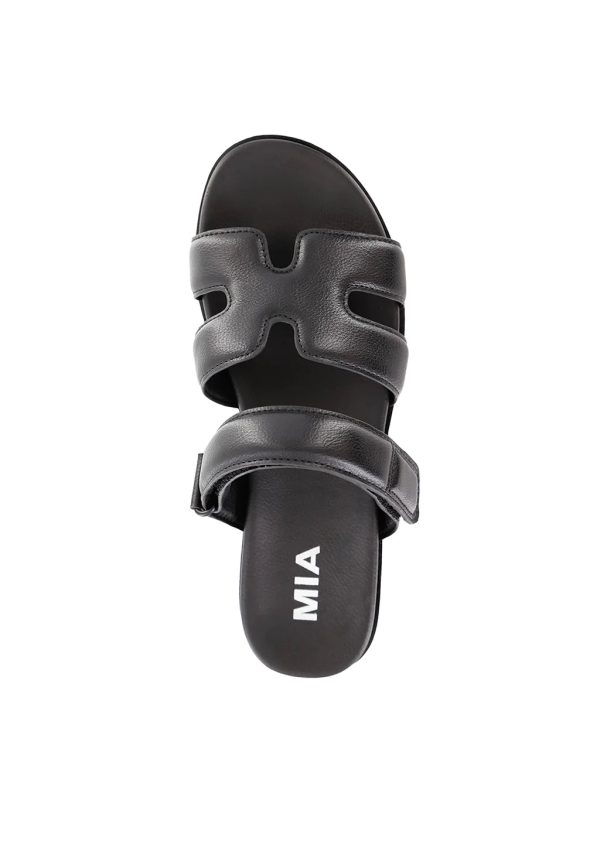 Venezia Velcro Strap Sandal | Black Tumble Hot on Sale