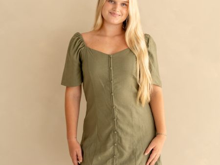 Maddie Linen Mini Dress | Olive Cheap