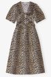 Leopard Printed Cotton Tie Strap Midi Dress Fashion