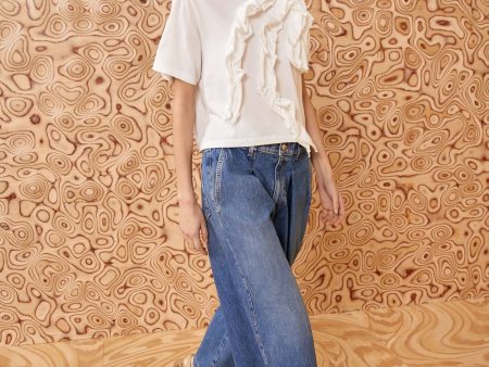 The April Jean Blue Wide-Leg Cotton Denim Jeans For Discount