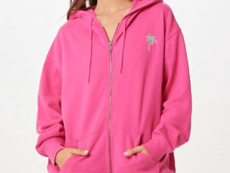 Hot Pink Palm Beach Jet Setter Surf Wash Zip Up For Discount